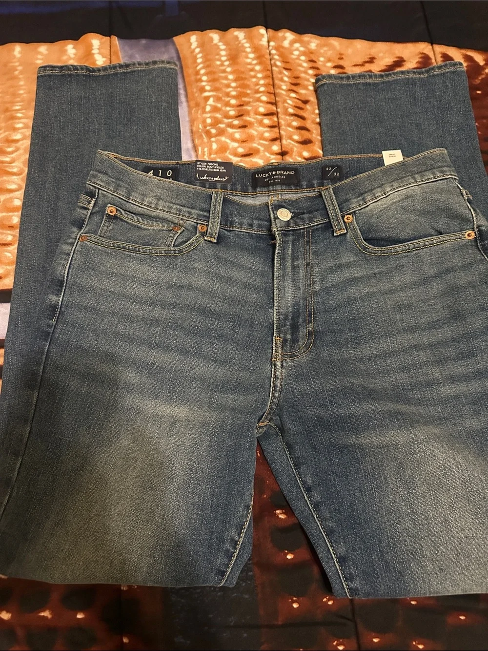 Lucky Brand Men's 410 Athletic Slim Jeans in Dark Blue Denim